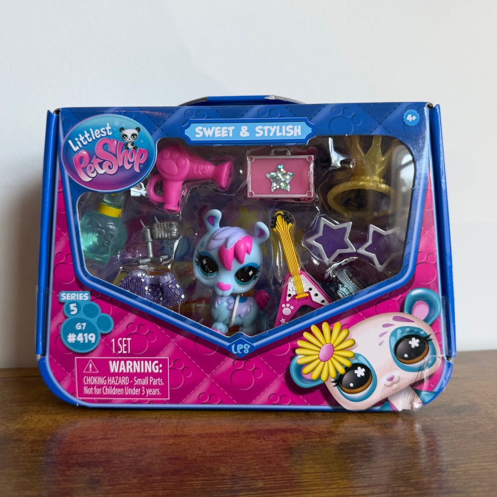 New Littlest Pet Shop LPS 419 Sweet Stylish Blue Llama Accessories Dress Up Toys